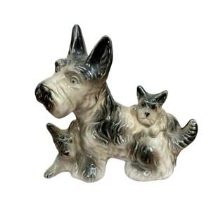 Vintage Porcelain Scottish Terrier Dog Puppies Japan Figurine
